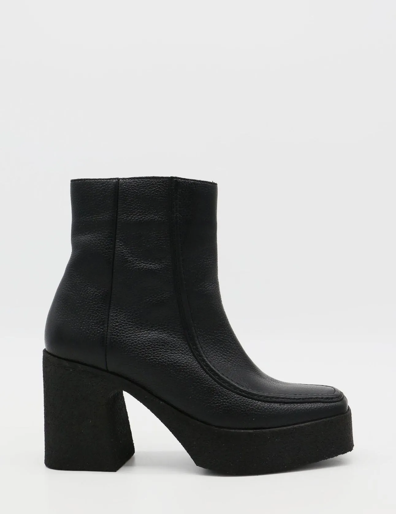 Agathe platform ankle boots in black leather women shoes