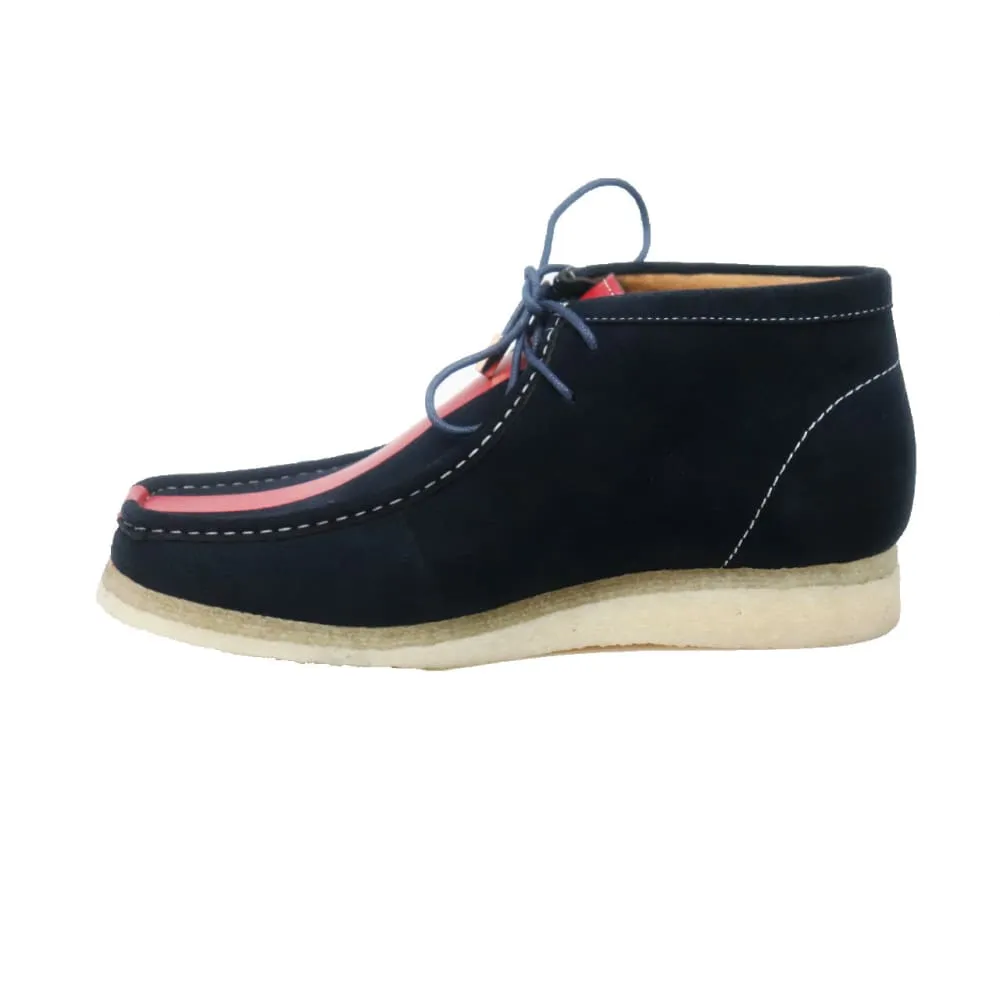 British Walkers Wallabee Boots Walker Stripe Men's Navy Blue and Red Striped Suede