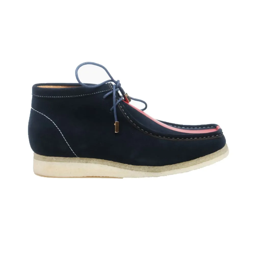 British Walkers Wallabee Boots Walker Stripe Men's Navy Blue and Red Striped Suede