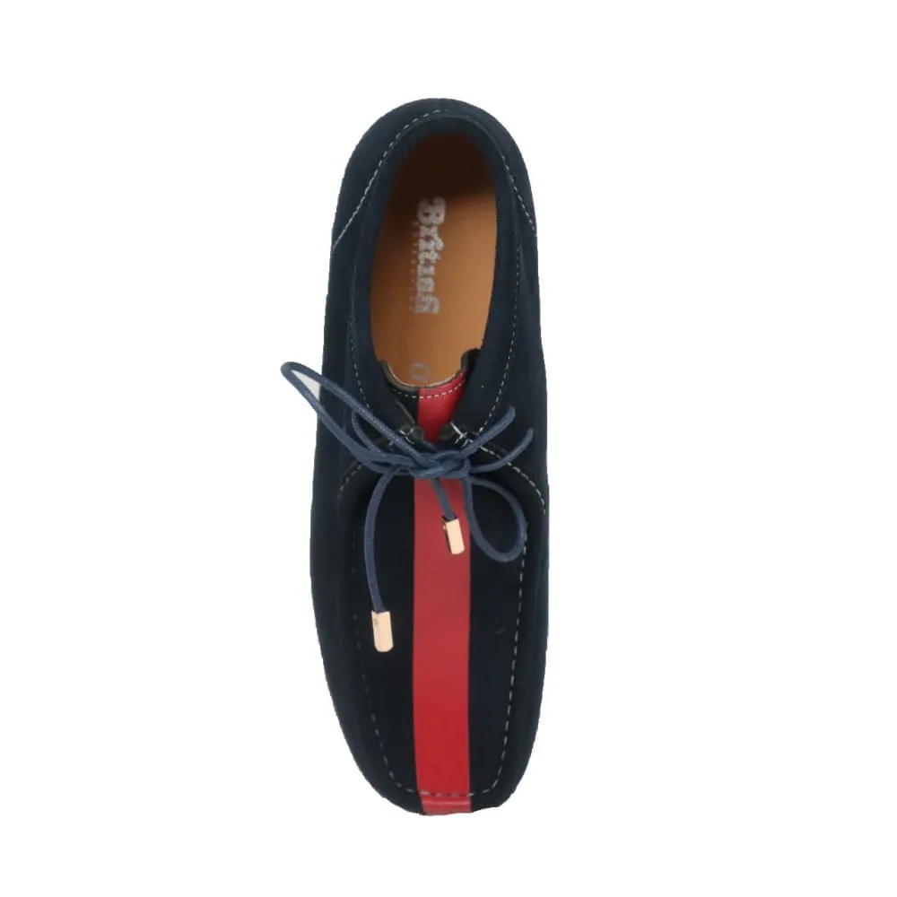 British Walkers Wallabee Boots Walker Stripe Men's Navy Blue and Red Striped Suede