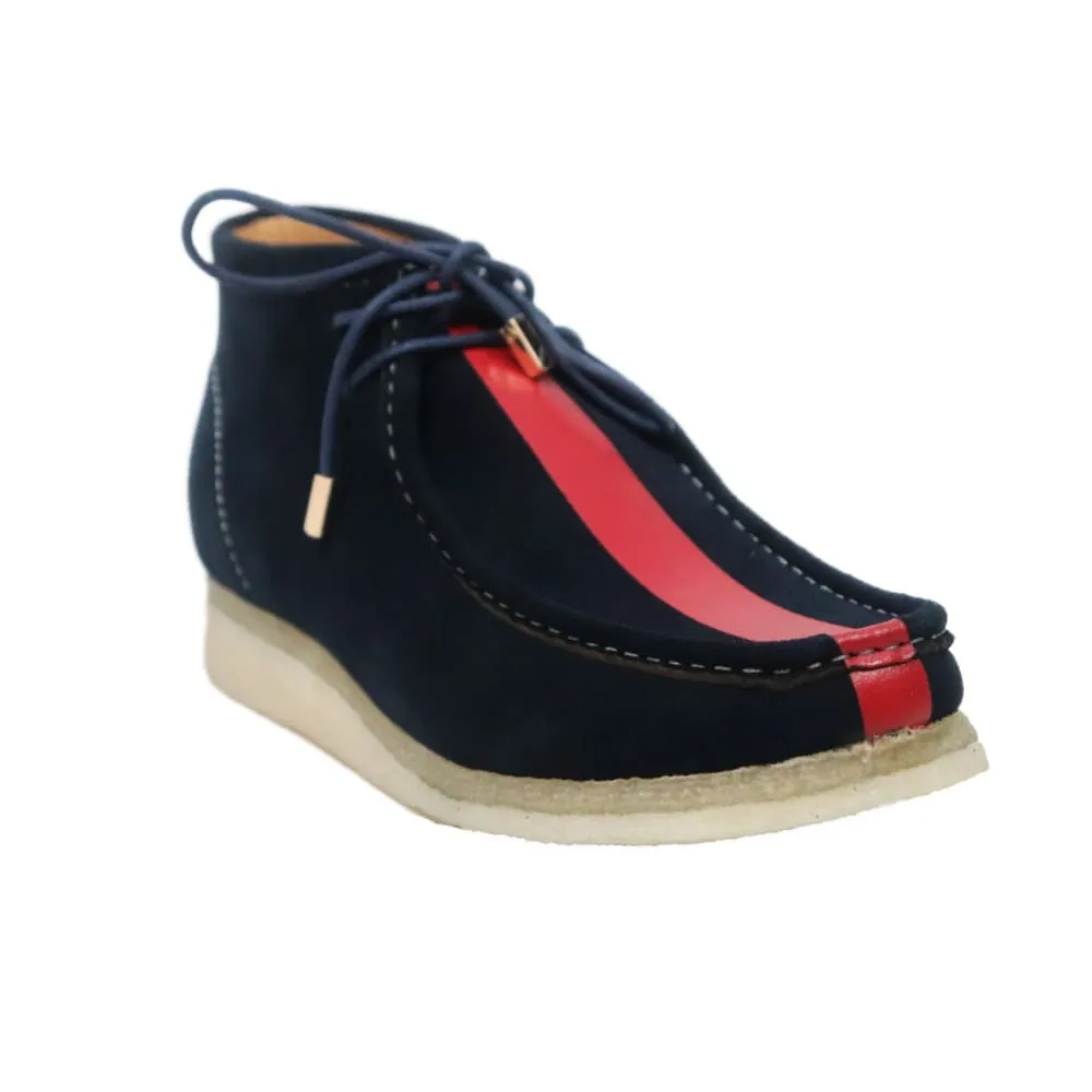British Walkers Wallabee Boots Walker Stripe Men's Navy Blue and Red Striped Suede