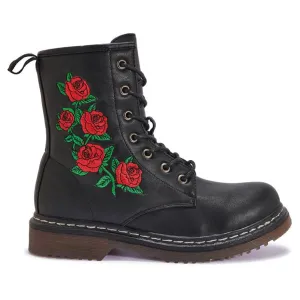 BUK83 FLOWER EMBROIDERY ANKLE LACE UP BOOT