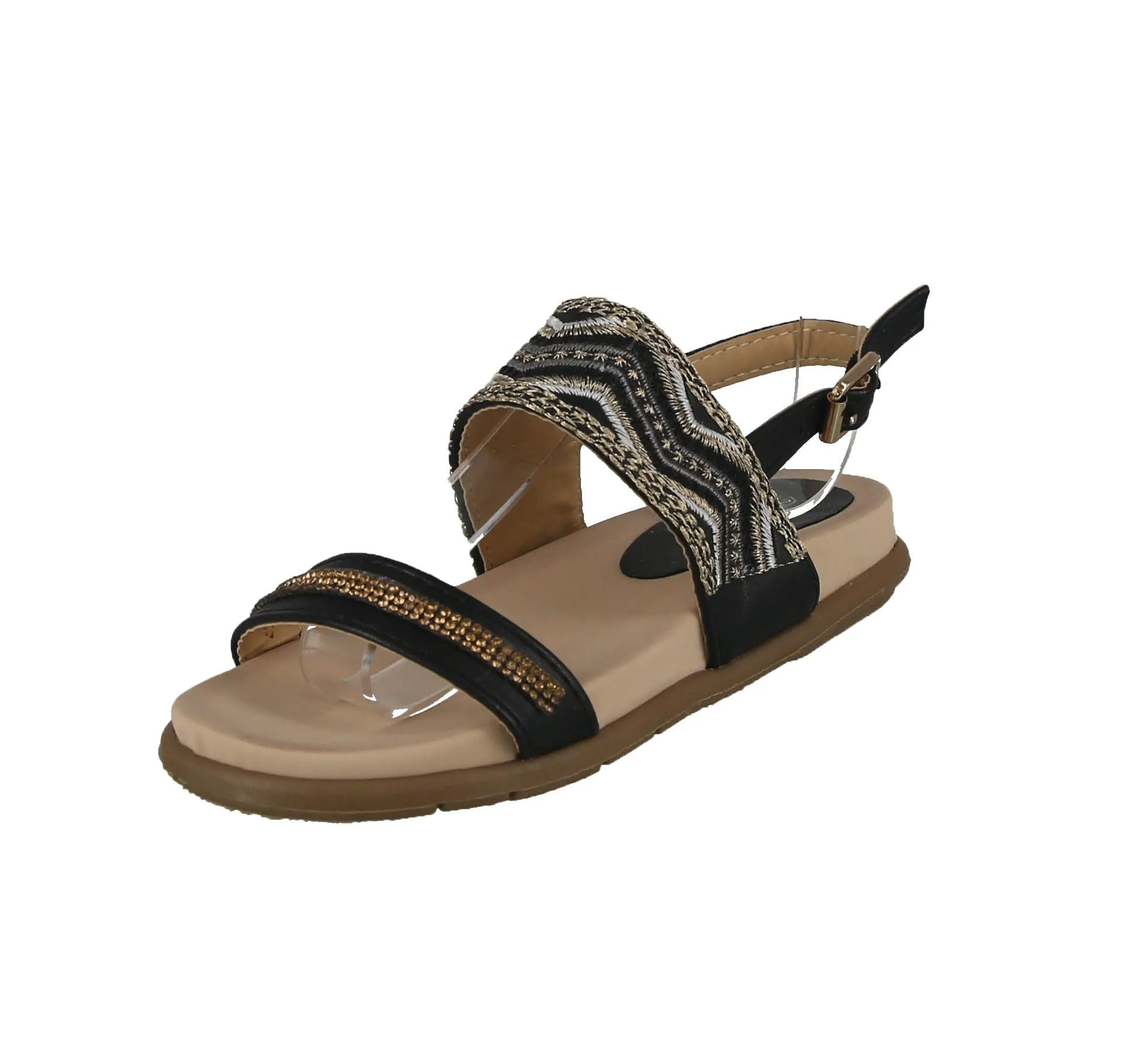 KID'S SHOES BLACK PU LEATHER SANDALS ANYA-9K