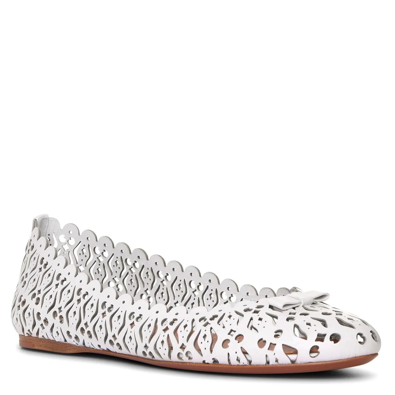 Laser cut leather ballet flat