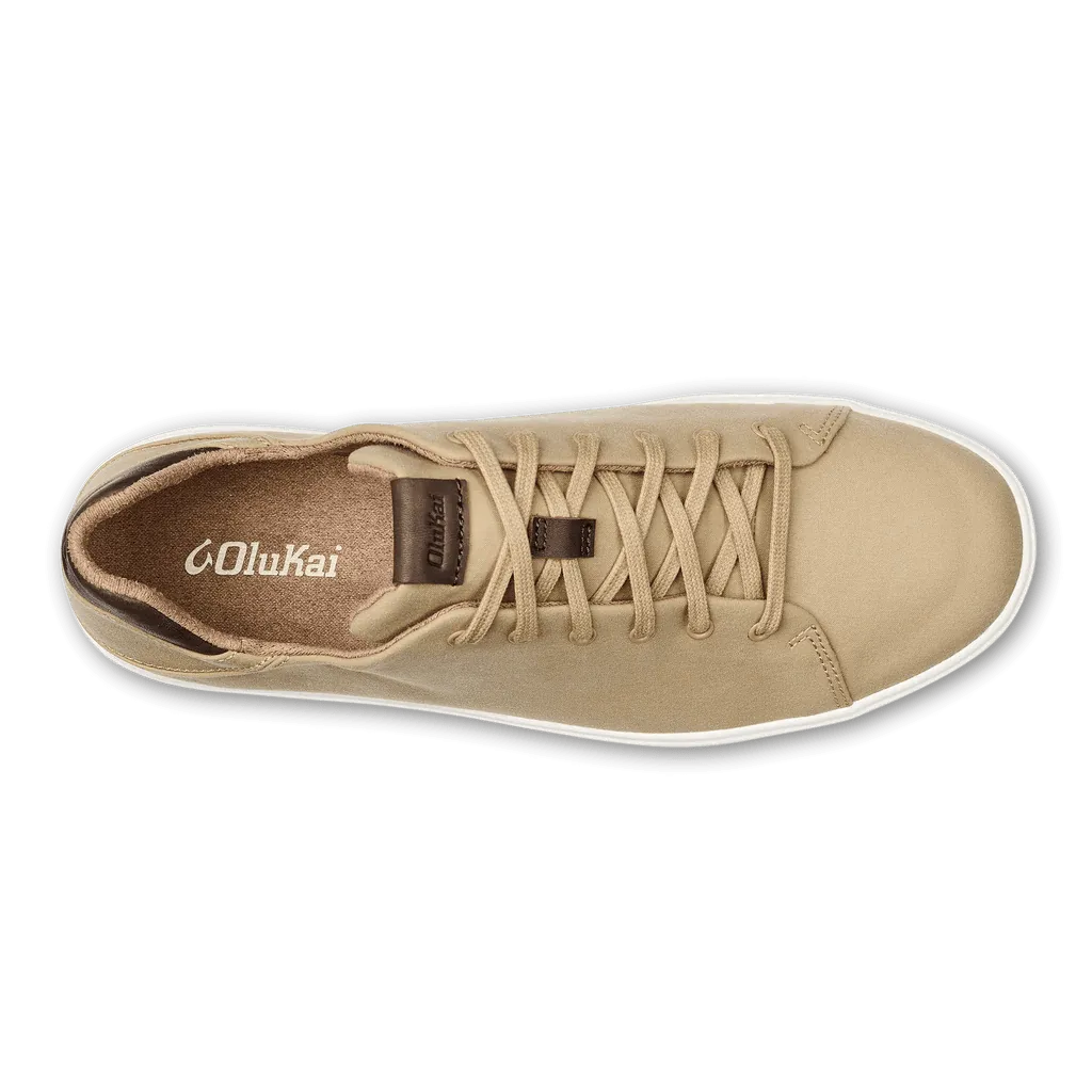 OluKai Men's Lae'ahi Li'Ili Leather Sneakers- Khaki