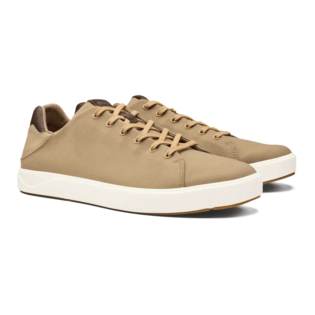 OluKai Men's Lae'ahi Li'Ili Leather Sneakers- Khaki