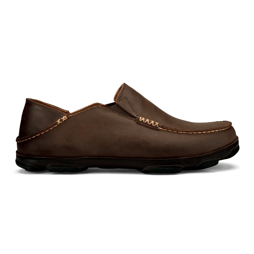 OluKai Men's Moloa Slip Ons- Dark Wood/Dark Java