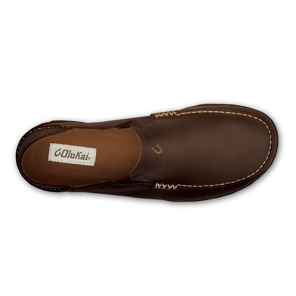 OluKai Men's Moloa Slip Ons- Dark Wood/Dark Java