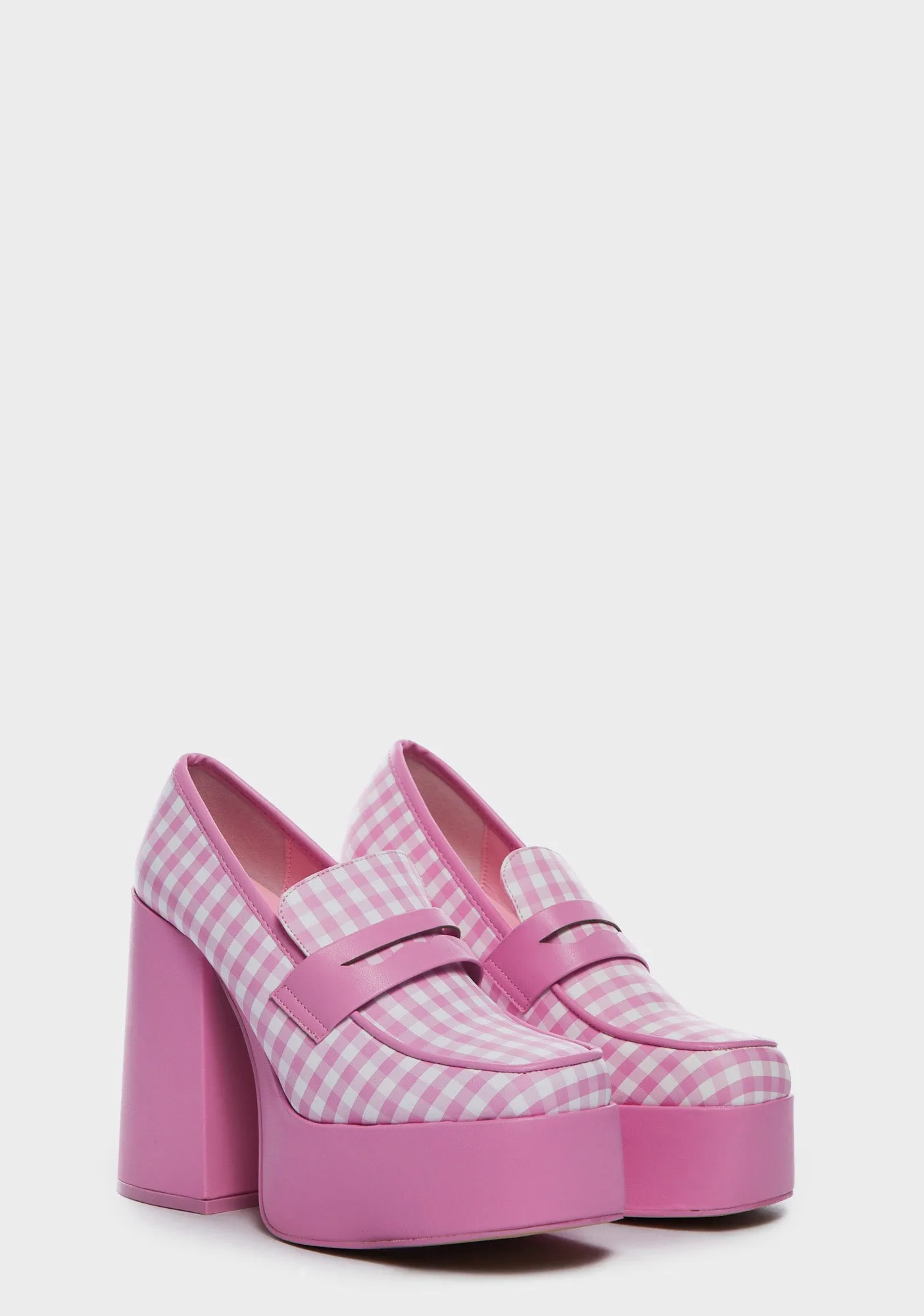 Plaid Platform Mules