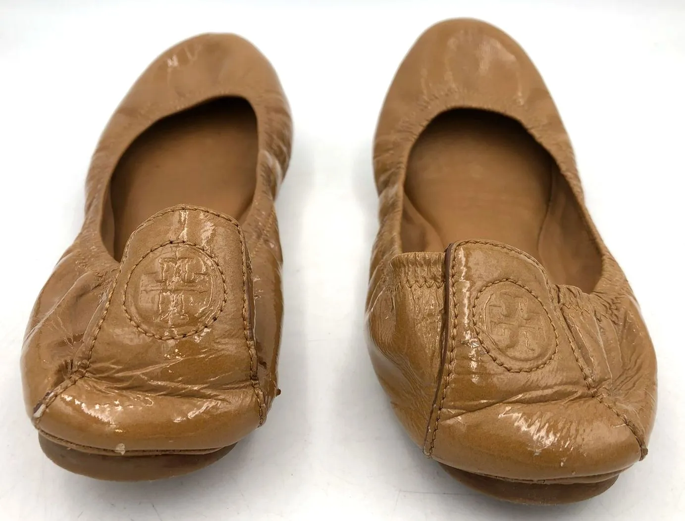 Tory Burch 'Eddie' Women's Tan Patent Leather Ballet Flats - Size 9.5 ( COA)