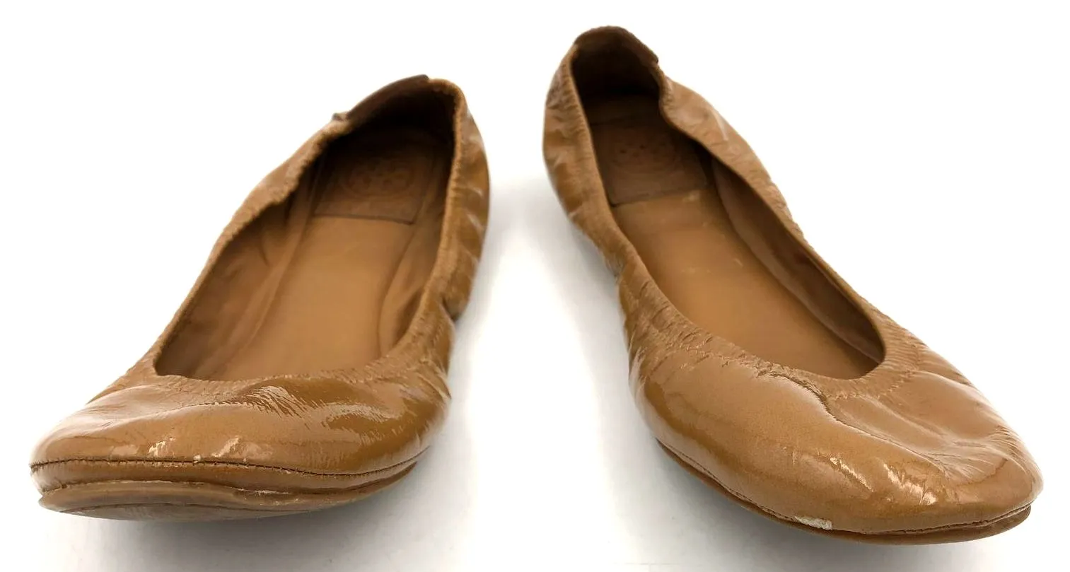 Tory Burch 'Eddie' Women's Tan Patent Leather Ballet Flats - Size 9.5 ( COA)